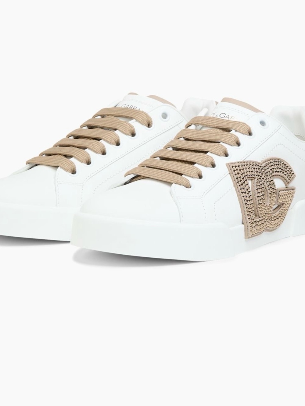 NWT Dolce & Gabbana Portofino DG Crystal Logo Leather Sneakers EU 36.5 US 6.5